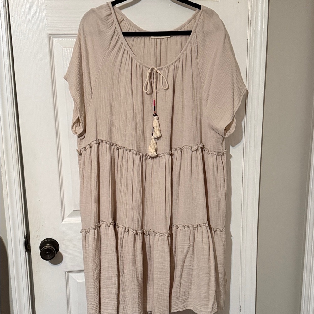 Beige Tiered Women's Dress